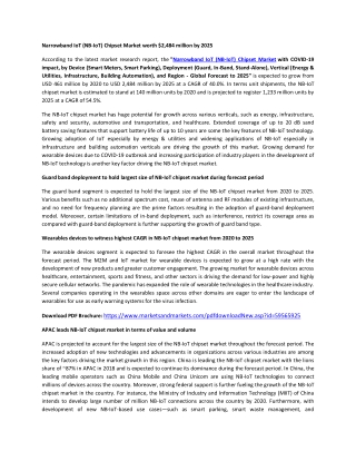 Narrowband IoT (NB-IoT) Chipset Market by Device, Deployment Type | COVID-19 Impact Analysis | MarketsandMarkets