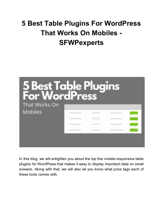 5 Best Table Plugins For WordPress That Works On Mobiles - SFWPexperts