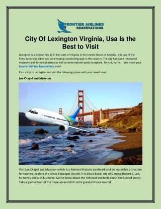 City Of Lexington Virginia, Usa Is the Best to Visit
