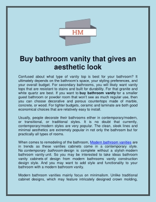 Buy bathroom vanity that gives an aesthetic look