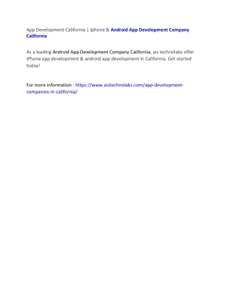 App Development California | Iphone & Android App Development Company California