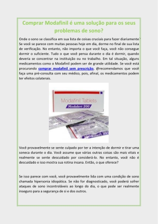 Comprar Modafinil é uma solução para os seus problemas de sono?