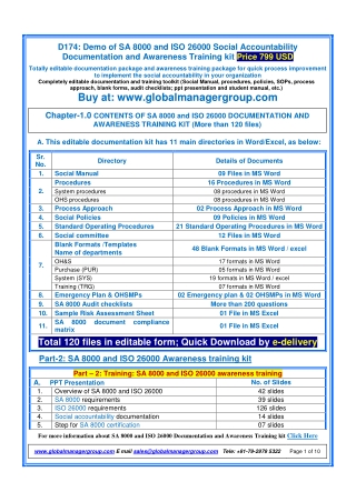 SA8000 and ISO 26000 Documentation and Training Kit - Free Download