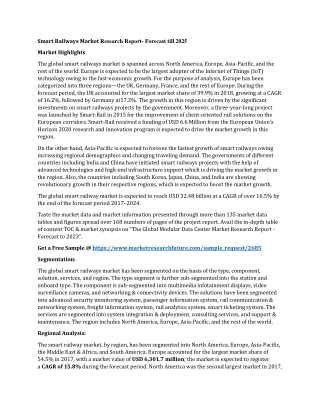 Smart Railways Market Research Report- Forecast till 2025