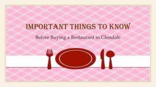 Things to Consider Before Buying an Existing Restaurant in Glendale