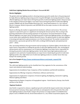 Solid State Lighting Market Research Report- Forecast till 2025