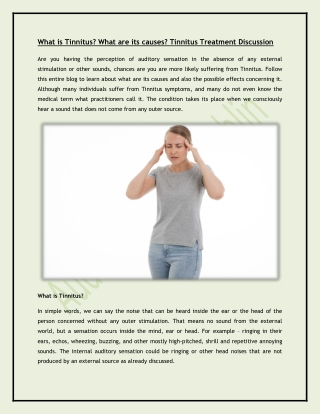 Tinnitus causes and Treatment Discussion