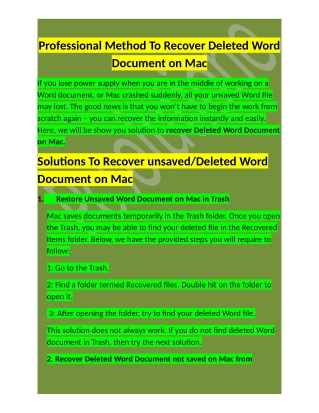 Dial 1-888-295-0245 How To Recover Deleted Word Document on Mac