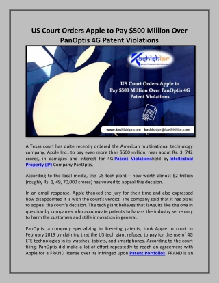 US Court Orders Apple to Pay $500 Million Over PanOptis 4G Patent Violations