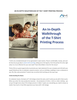 An In-Depth Walk Through Of The T-Shirt Printing Process