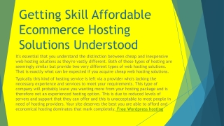 Getting Skill Affordable Ecommerce Hosting Solutions Understood