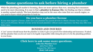 3 questions to ask before hiring a plumber Kansas city