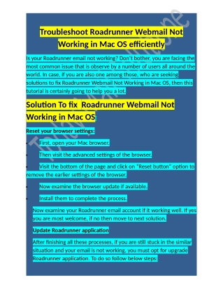Call 1-800-316-3088 How To Fix Roadrunner Webmail Not Working in Mac OS