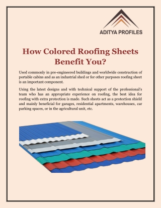 How Colored Roofing Sheets Benefit You?