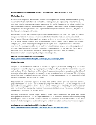 Field Survey Management Market statistics, segmentation, trends & forecast to 2026