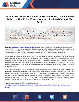 Agricultural Films And Bonding Market - Growth, Trends, And Forecast (2020 - 2025)