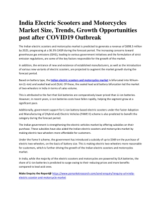Indian Electric Scooters and Motorcycles Market Report 2020