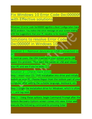 Call 1-888-295-0245 How To Fix Windows 10 Error Code 0xc00000f