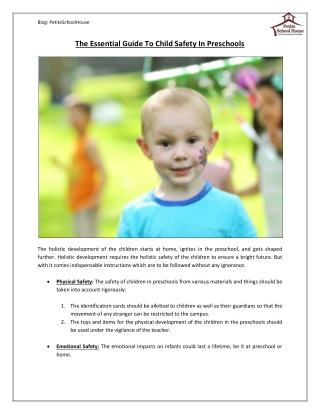 The Essential Guide To Child Safety In Preschools