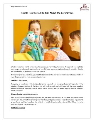Tips On How To Talk To Kids About The Coronavirus
