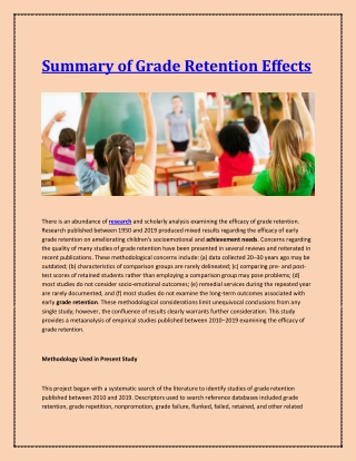 Summary of Grade Retention Effects