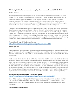 Self-Healing Grid Market comprehensive analysis, industry revenue, forecast till 2018 – 2026