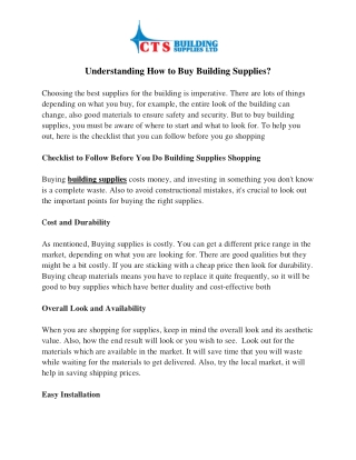 Understanding How to Buy Building Supplies?