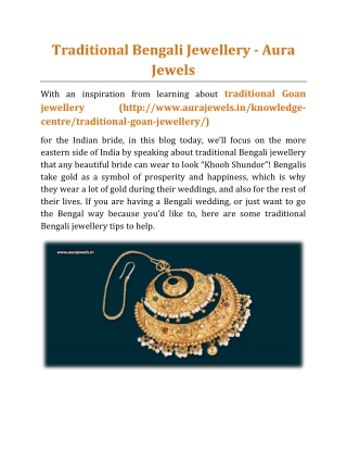 Traditional Bengali Jewellery - Aura Jewels