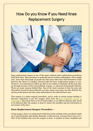 How Do you Know If you Need Knee Replacement Surgery