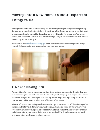 5 Most Important Things to Do When Moving Into a New Home