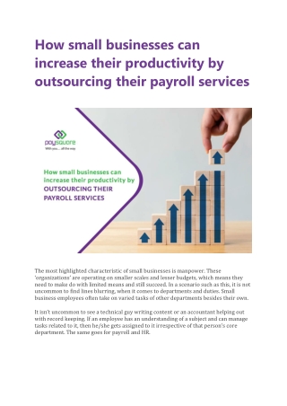 How small businesses can increase their productivity by outsourcing their payroll services