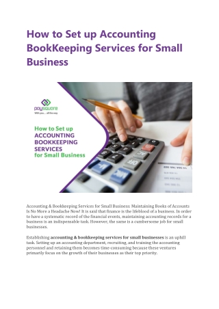 How to Set up Accounting BookKeeping Services for Small Business