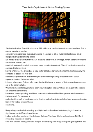 Take An In-Depth Look At Option Trading System