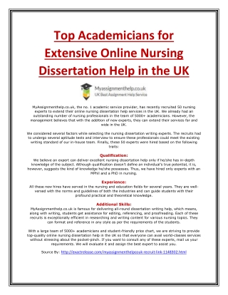 Online Nursing Dissertation Help UK