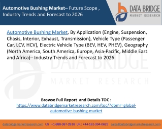 Automotive Bushing Market– Future Scope , Industry Trends and Forecast to 2026