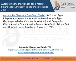 Automotive Diagnostic Scan Tools Market – Future Scope , Industry Trends and Forecast to 2025