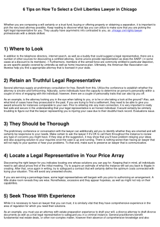 6 Tips on Just How To Select a Civil Liberties Legal Representative in Chicago