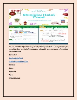 Halal food delivery tokyo | Shinjukuhalalfood.com