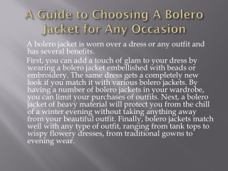 A Guide to Choosing A Bolero Jacket for Any Occasion