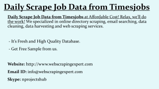 Daily Scrape Job Data from Timesjobs