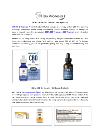 CBDfx - CBD MCT Oil Tinctures - Herb Apotheker