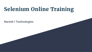 Selenium Online Training- Selenium Online Course