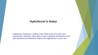 Hydrafacial in Dubai