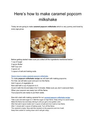 Here’s how to make caramel popcorn milkshake