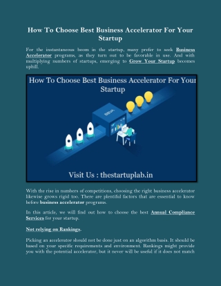 How To Choose Best Business Accelerator For Your Startup