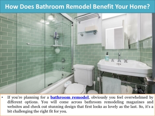 How Does Bathroom Remodel Benefit Your Home