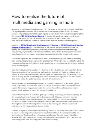 How to realize the future of multimedia and gaming in India