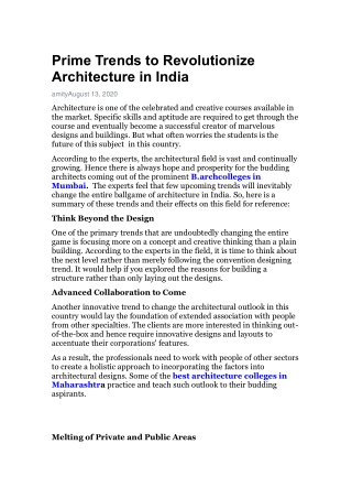 Prime Trends to Revolutionize Architecture in India