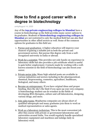 How to find a good career with a degree in biotechnology