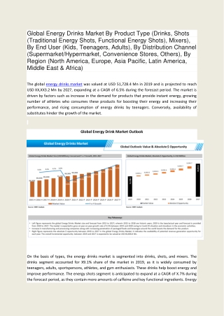 Global Energy Drinks Market - Industry Analysis, Size, Share, Growth, Trends, and Forecast | Growth Market Reports